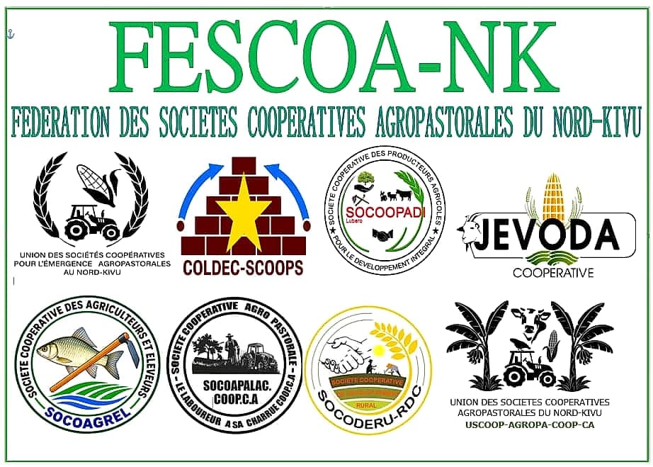Panneau FESCOA-NK présentant les logos des unions et coopératives membres